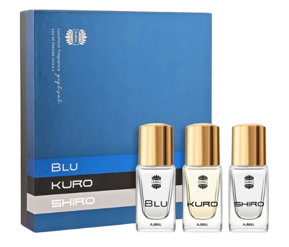 Ajmal Perfume Giftset Pack (Blu, Kuro & Shiro) For Men EDP 14mlX3