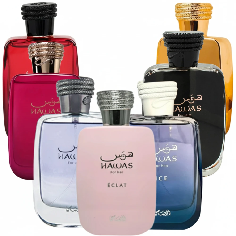Decant/Sample All Hawas Series Pack Hawas Ice, Hawas Black, Hawas elixir, Hawas Fire, Hawas for him, Hawas Diva, Hawas Eclat For her 10mlX7
