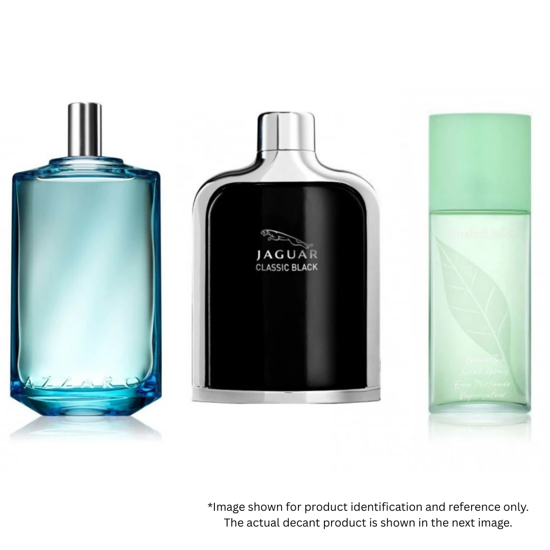Decant/Sample Best Tea Scents Jaguar Classic Black, Azzaro Chrome Legend, Elizabeth Arden Green Tea 10ml x3
